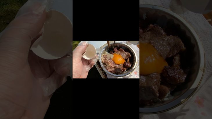【孤独のBBQ】　牛の希少部位を使った贅沢丼　#bbq #アウトドアグルメ #アウトドア #孤独のグルメ　#料理 #cooking #steak #ステーキ　#ステーキ丼