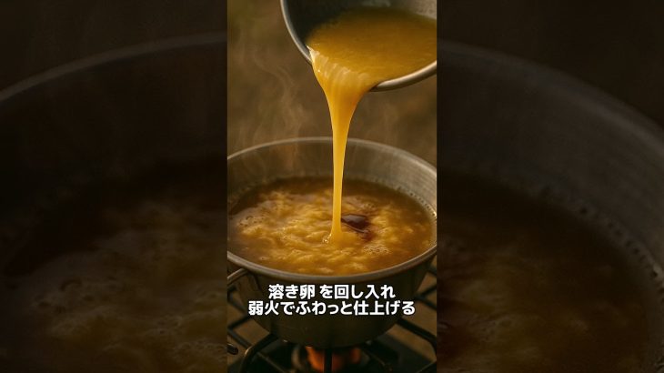 ほっこり和風卵とじスープ ：シェラカップで簡単アウトドア飯