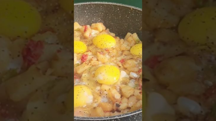 Camping Breakfast – Bacon & Potato Hash with Eggs and Cheese #shorts #camping #breakfast #food