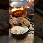 【キャンプ飯】ハンバーグ丼#ソロキャンプ #レシピ #asmr