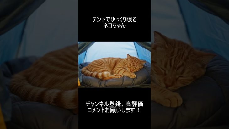 【AI動物観察】テントでゆっくり眠るネコちゃん #shorts #animals #ai #aianimals #cat #癒し #ネコ  #かわいい #おすすめ #テント #キャンプ