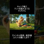 【AI動物観察】キャンプ場でテントを組み立てるネコちゃん #shorts #animals #ai #aianimals #cat #癒し #ネコ #キャンプ  #かわいい #おすすめ #テント