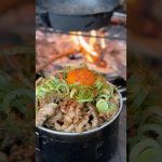 【キャンプ飯】焚き火豚丼#ソロキャンプ #レシピ #asmr