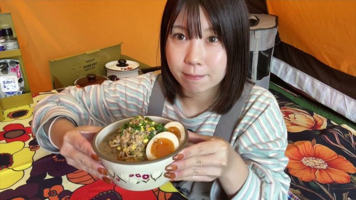 【ソロキャンプ】猫と庭キャンプでラーメン作って食べた！【キャンプ女子･昭和レトロ･pajamamoon】