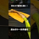 【キャンプ飯】長ねぎの１本肉巻き！焚き火で豪快に焼く超絶簡単レシピ #shorts #アウトドア #キャンプ飯 #ねぎ肉巻き #おつまみ #こっこー