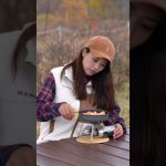 簡単山ごはん⛰️🍽️ 柿とカマンベールチーズを切って、並べて、焼くだけ！🙌冬のおつまみにぴったり♪