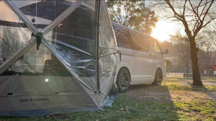 ハイエースキャンプ初心者一人旅（リラックスASMR）