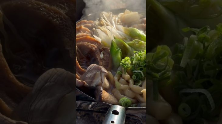 【キャンプ飯】いつかのすき焼きうどん#キャンプ#ソロキャンプ#キャンプ飯#すき焼き#cooking#camp
