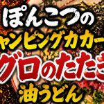 ぽんこつのキャンピングカー飯｜虚無なのに優勝。マグロたたき油うどんで酒が止まらん夜